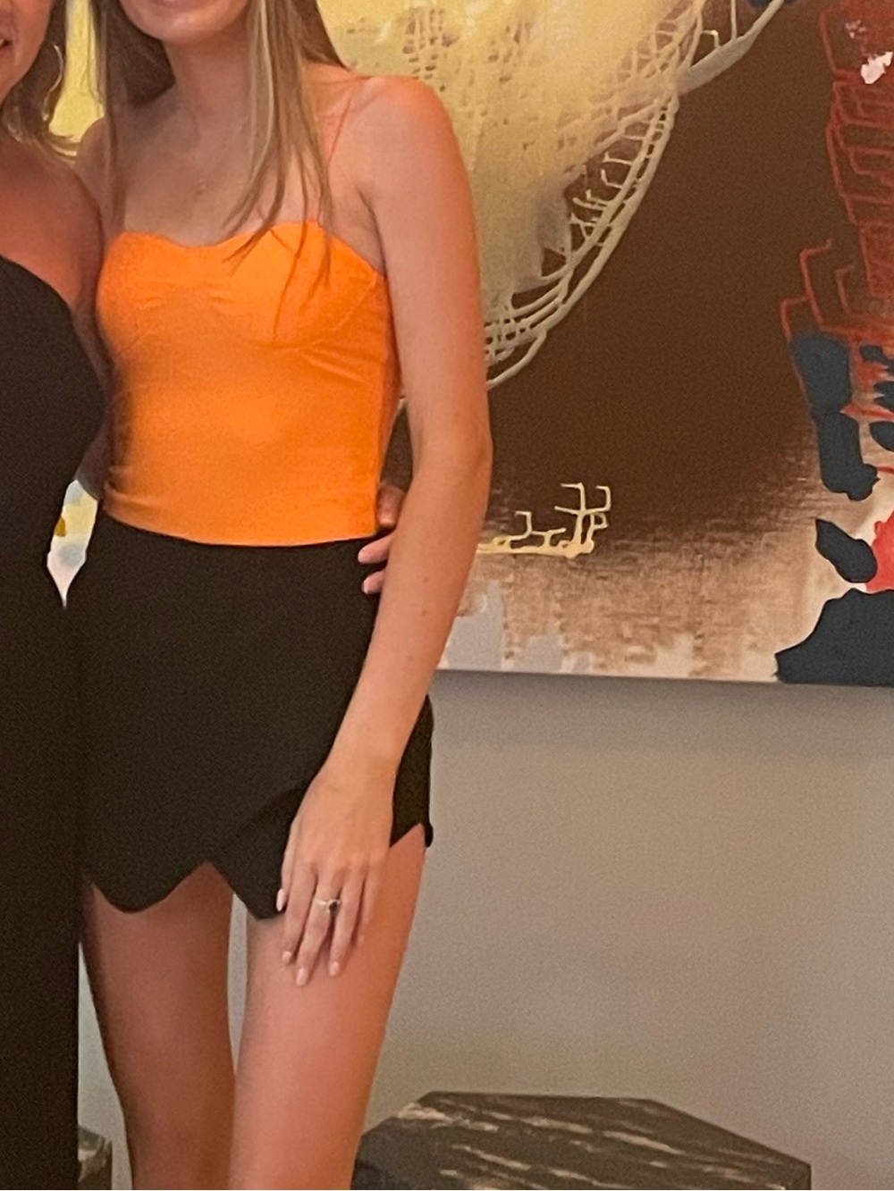 Boutique Timing Orange Ribbed One-Piece Bodysuit with Thin Straps